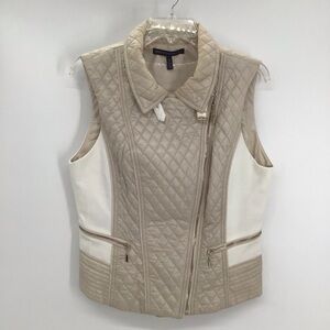 White House Black Market Women’s Diamond-Quilted Zip Moto Style Vest Size Med
